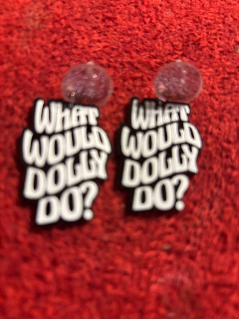What Would Dolly Do? Black & White /Pink Statement Earrings . New